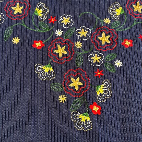 Vtg Y2K 2000s Floral Embroidered Top Wmns Sz M Cottagecore - Picture 3 of 7